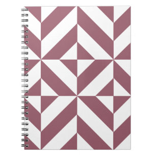 Caderno Espiral Padrão de Cubo de Deco Geométrico de Plum