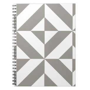 Caderno Espiral Padrão de Cubo Geométrico Deco Cinza Prata