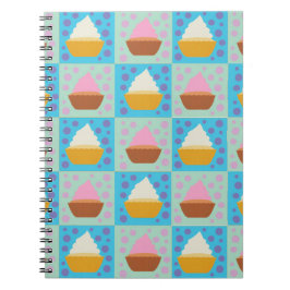 Caderno Espiral Padrão de Cupcake