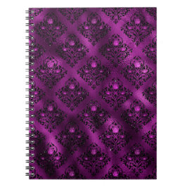 Caderno Espiral Padrão de Damasco com Glitter Glam Ombre Roxo