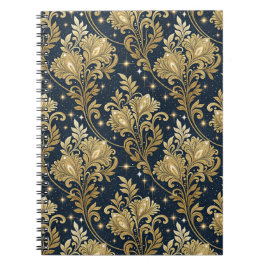 Caderno Espiral Padrão de Damasco Floral Palácio Real Brilho Doura