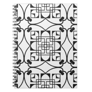 Caderno Espiral Padrão de Deco de Arte Invisível. Bba minimalístic