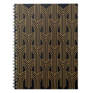 Caderno Espiral Padrão de Deco de Arte Invisível. Minim geométr