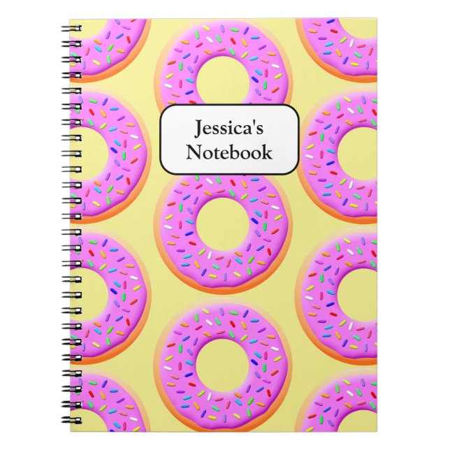 Caderno Espiral Padrão de desenho de Donut Com Confeitos (Frente)
