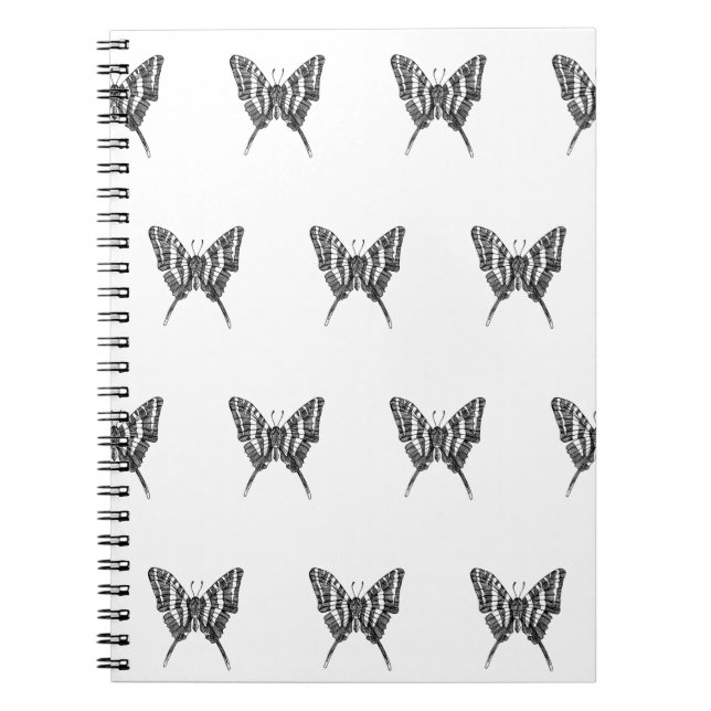 Caderno Espiral Padrão de Desenho de Tinta da Borboleta de Zebra P (Frente)