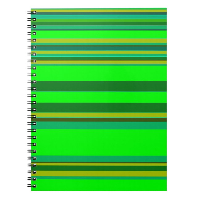 Caderno Espiral Padrão de Designer Personalizado de Faixa Verde Co (Frente)