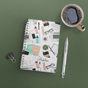 Caderno Espiral Padrão de desktop personalizado moderno e fofo
