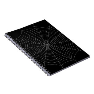 Caderno Espiral Padrão de Dia das Bruxas na teia da cinza Negra