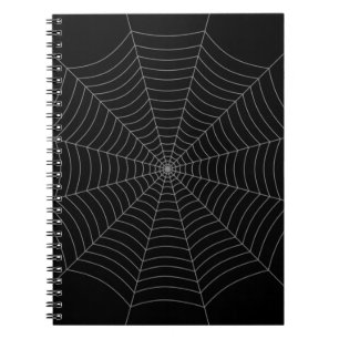 Caderno Espiral Padrão de Dia das Bruxas na teia da cinza Negra