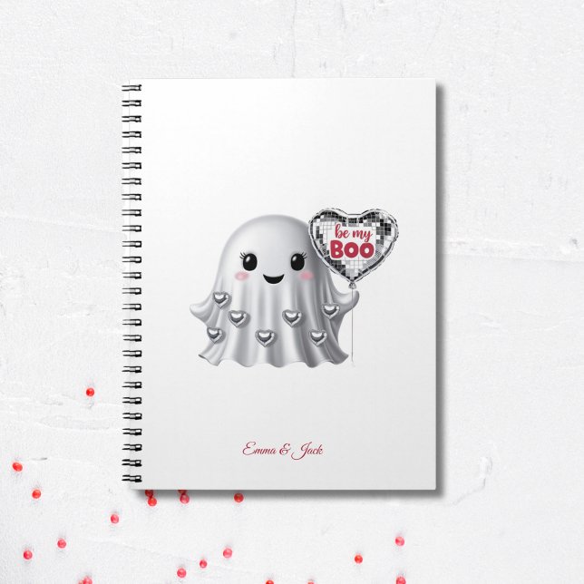 Caderno Espiral Padrão de Dia de os namorados Romântico fantasma (Romantic Valentine's Day Ghost Notebook)