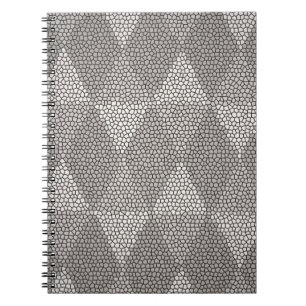 Caderno Espiral Padrão de Diamante de Vidro Pintado Prateado