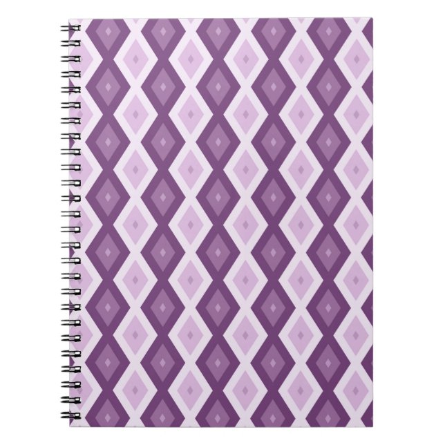 Caderno Espiral Padrão de diamante roxo (Frente)