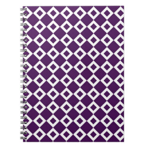 Caderno Espiral Padrão de diamante roxo e branco