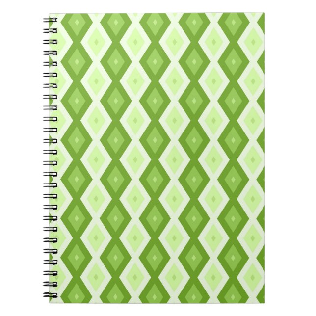 Caderno Espiral Padrão de diamante verde Chartreuse (Frente)