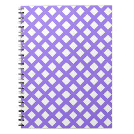 Caderno Espiral Padrão de Diamante Xadrez Branco Roxo