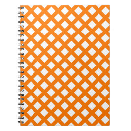 Caderno Espiral Padrão de diamante xadrez laranja e branco