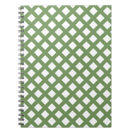 Caderno Espiral Padrão de Diamante Xadrez Verde Branco