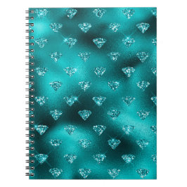 Caderno Espiral Padrão de Diamantes Brilhantes com Efeito Ombre Ve