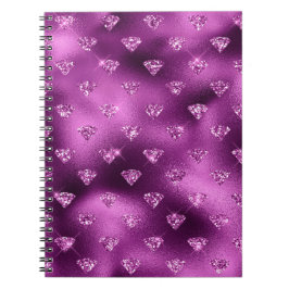 Caderno Espiral Padrão de Diamantes Brilhantes Glam com Degradê Ro