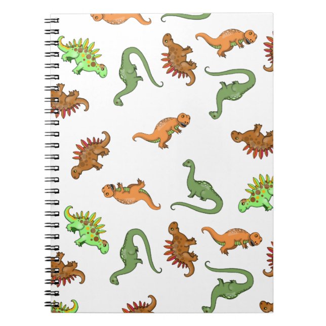 Caderno Espiral Padrão de Dinossauro Fofo (Frente)