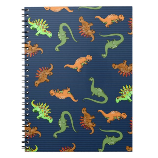 Caderno Espiral Padrão de Dinossauros Fofos (Frente)