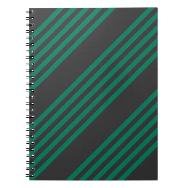 Caderno Espiral Padrão de distribuição de fibras verdes e de carvã (Frente)