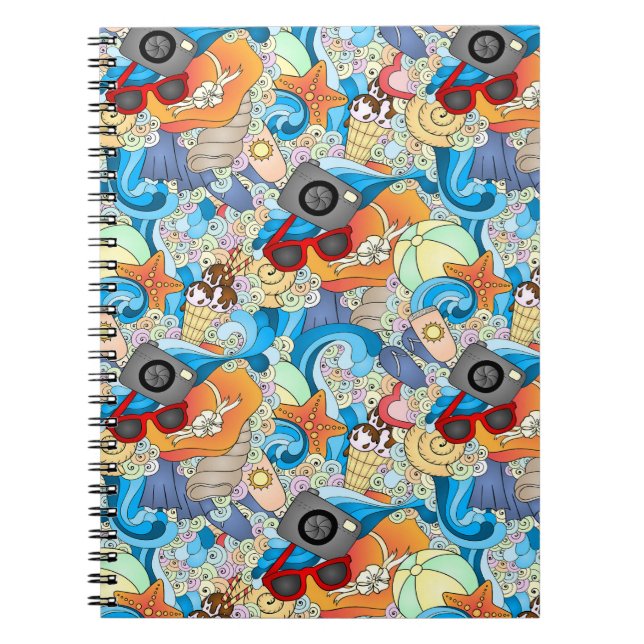 Caderno Espiral Padrão de diversão de verão (Frente)