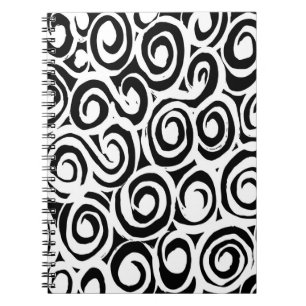 Caderno Espiral Padrão de dobras. Vintage branca e negra.