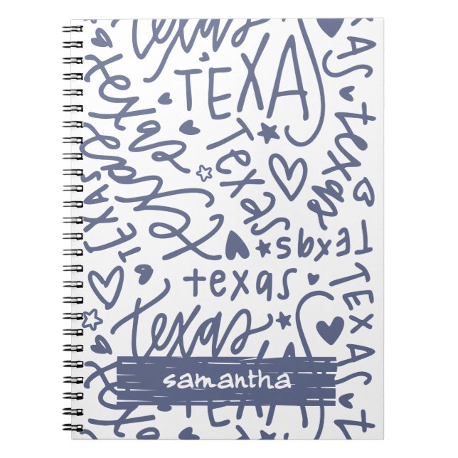 Caderno Espiral Padrão de Doodle do Texas Roxo Dusky (Frente)