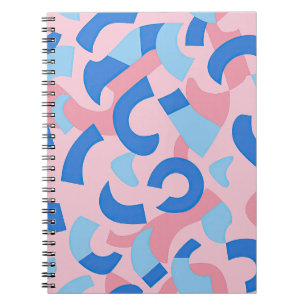 Caderno Espiral Padrão de Doodle Rosa e Azul