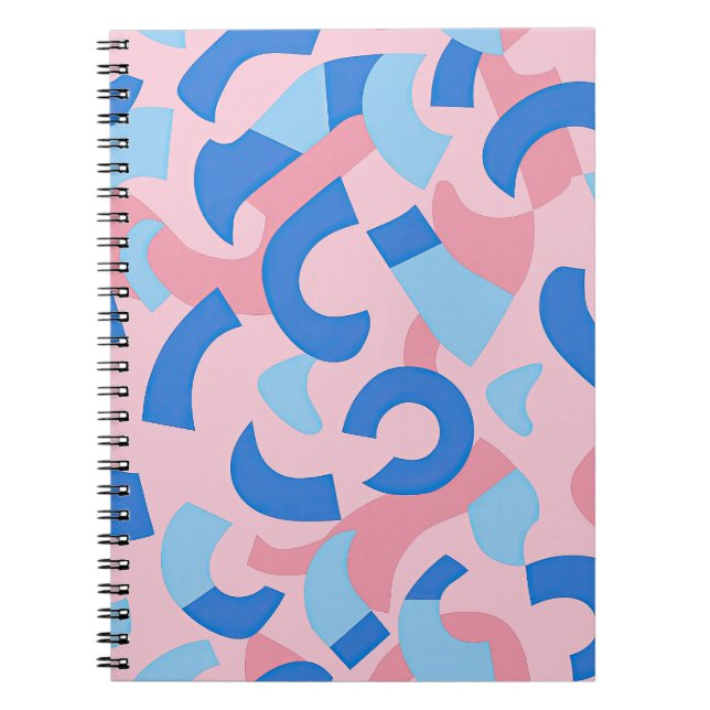 Caderno Espiral Padrão de Doodle Rosa e Azul (Frente)