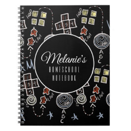 Caderno Espiral Padrão de Doodles do Homeschool