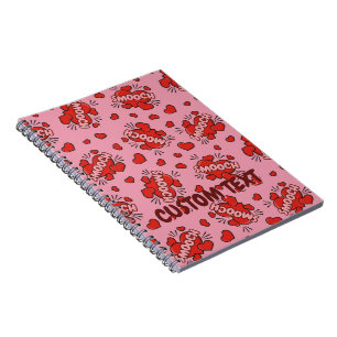 Caderno Espiral Padrão de Efeito de Som em Quadrinhos de Beijo