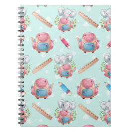 Caderno Espiral Padrão de Elefante de Volta às Aulas