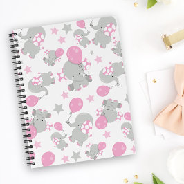 Caderno Espiral Padrão De Elefantes, Elefantes Bonitos - Cinzas Ro