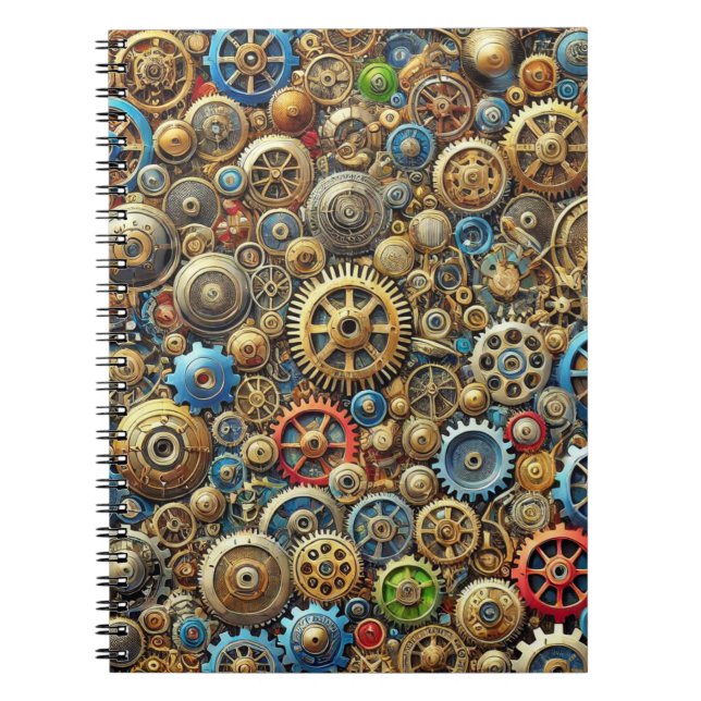Caderno Espiral Padrão de engrenagens Mecânicas (Frente)