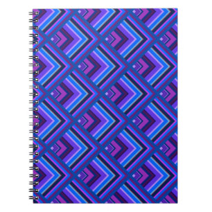 Caderno Espiral Padrão de escala de listras azuis e roxas