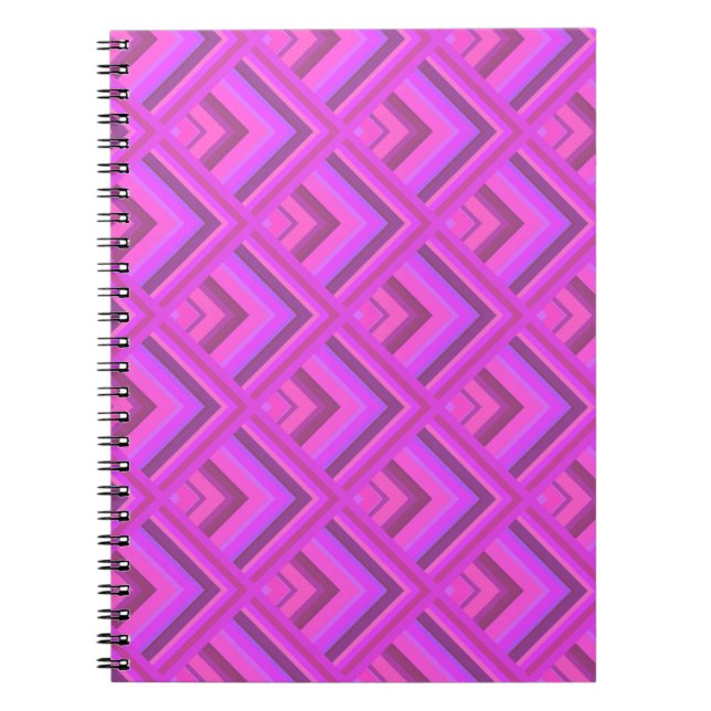 Caderno Espiral Padrão de escala de listras rosa (Frente)