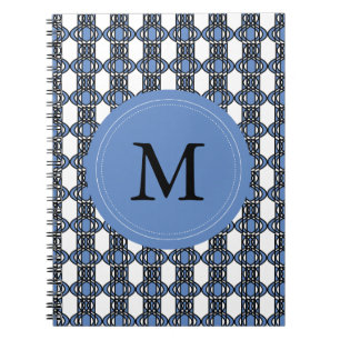Caderno Espiral Padrão de escaravelho de Abstrato azul de Monogram