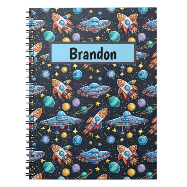 Caderno Espiral Padrão de espaço personalizado (Frente)