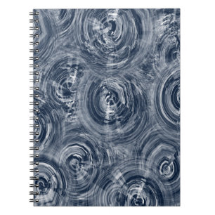 Caderno Espiral Padrão de espiral abstrato azul e branco