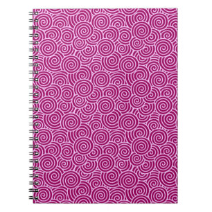 Caderno Espiral Padrão de espiral japonês - burgundy e rosa pálido
