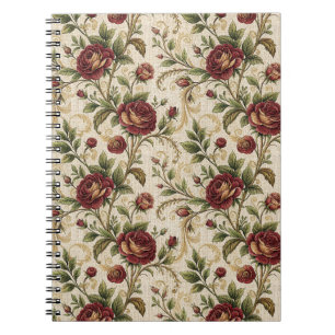 Caderno Espiral Padrão de Estampa Floral Rosa Vintage - Design de 