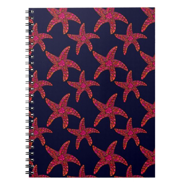 Caderno Espiral Padrão de Estilo do Starfish (Frente)