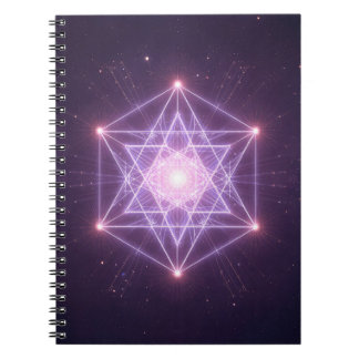 Caderno Espiral Padrão de Estrela de Geometria Sagrada Luminosa