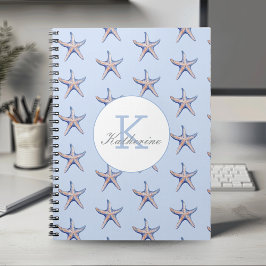 Caderno Espiral Padrão de Estrela-do-Mar Praia Marinha Nome Person