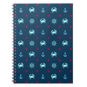 Caderno Espiral Padrão de estrela náutica