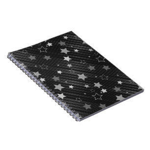 Caderno Espiral Padrão de estrelas pretas