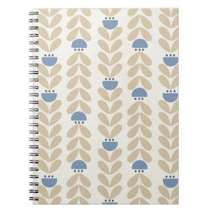 Caderno Espiral Padrão de Faixa Floral Louro Nórdico