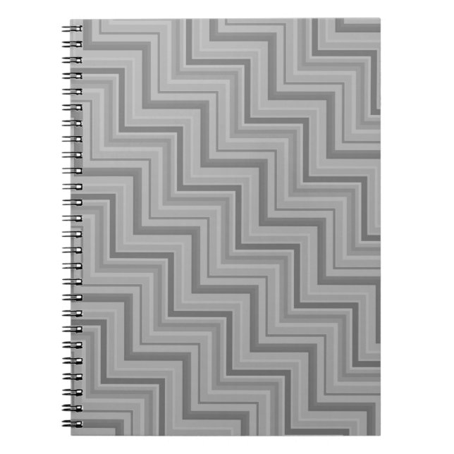 Caderno Espiral padrão de faixas de cinza (Frente)